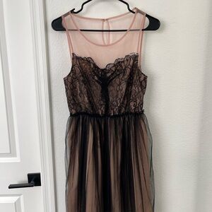 Urban Outfitters Pins & Needles Black and Pink Lace and Mesh Dress